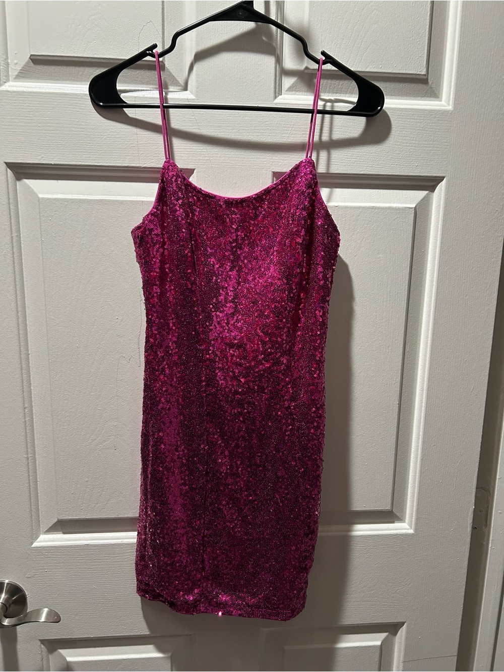Lulu's Bring It Magenta Sequin Body-con Mini Party Club Dress Size Small